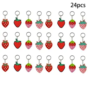 Strawberry Shaped Keychain Party Favor 24pcs Small Gift Bag Decoration for Events and Celebrations
