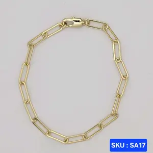 Beautiful Paper Clip Link Bracelet  7.5 Inches 4mm wide Laminated Gold Jewelry for Women Elegant Fashion Accessory SKU : SA17
