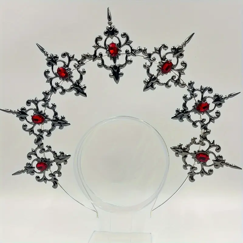 Women's Lolita & Boho Halo Crown with Rhinestones, Elegant Stainless Steel Hair Accessory for Cosplay Stage Performances, Elegant Crown Design, Crown Shape