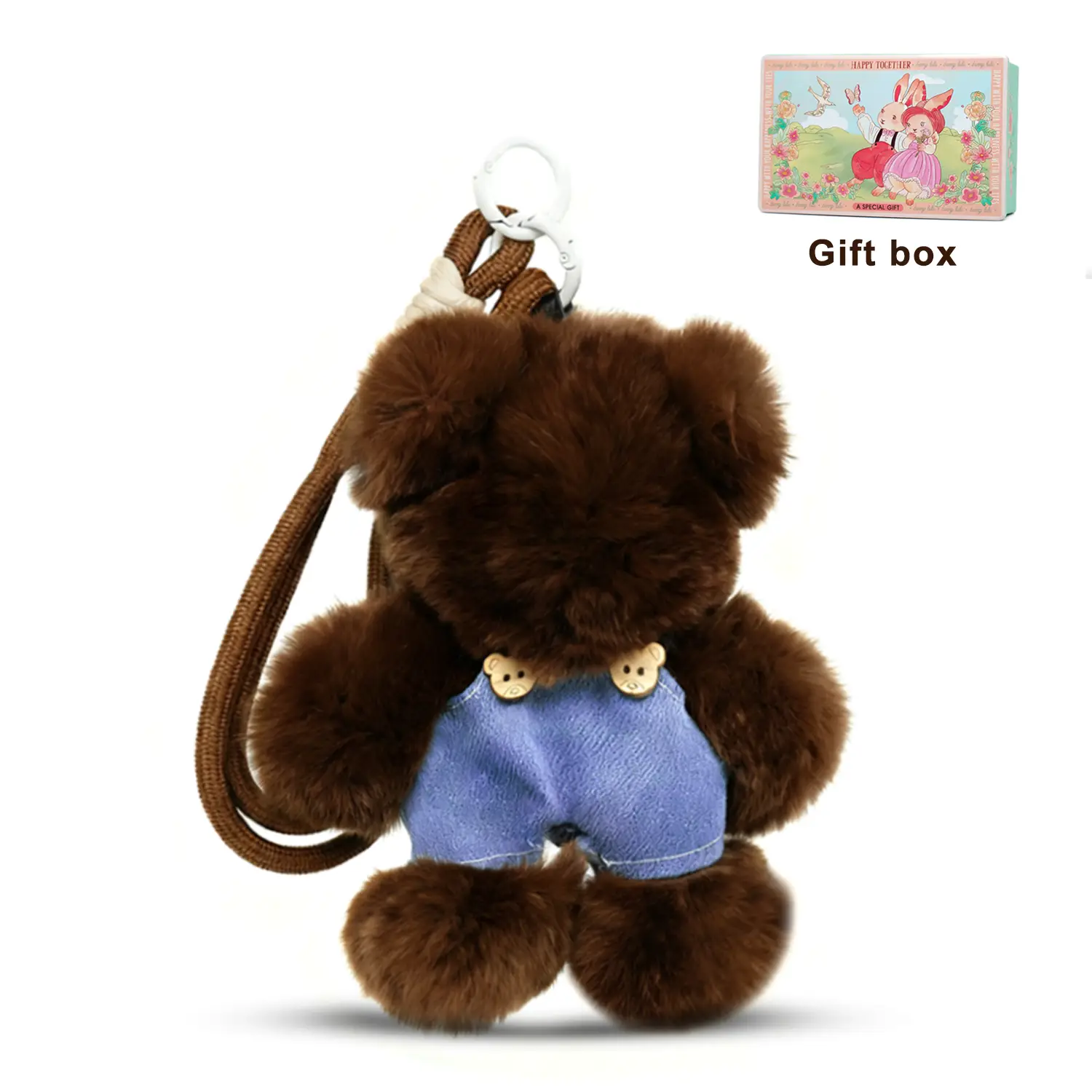 【BunnyLulu】Handmade Fluffy Animal PomPom Keychains with Tin Box, Heartwarming Gift for Birthday, Christmas, Unique Collectible for Girls & Women