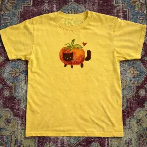 Cute Pumpkin Cat Baby Tee – Y2K Vintage Cartoon Aesthetic Top