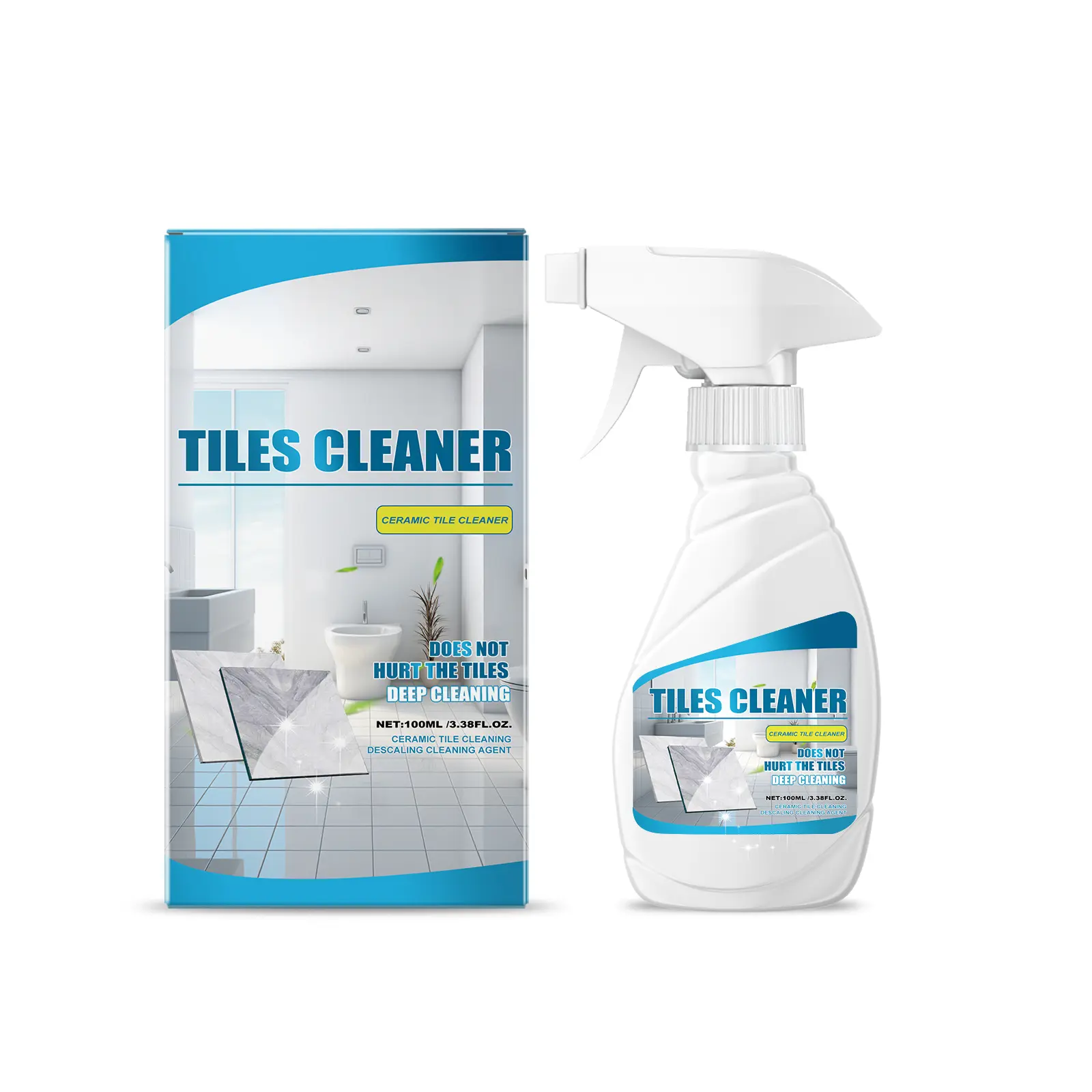 Household Tile Cleaner - Powerful Stain Remover, Bottled Packaged Ready-to-Use Remover Bathroom Cleaner for Tiles, Floors, Marble, Bottled Bathroom Cleaners, Packaged Bathroom Cleaners