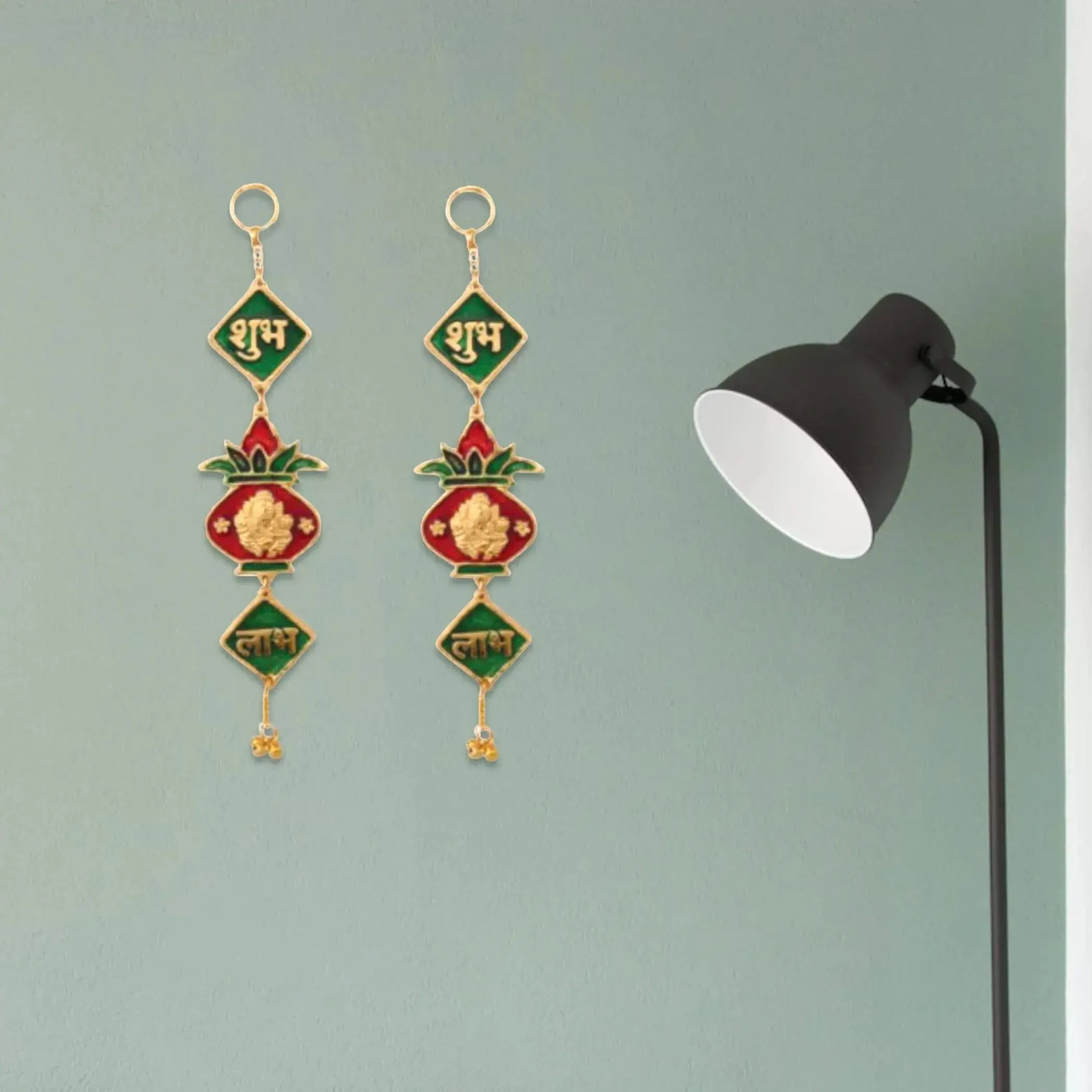 Elegant Meenakari Shubh Labh Hangings | Exquisite Metal Door Decor for Diwali, Wedding, and Housewarming | Cherished Auspicious Gift