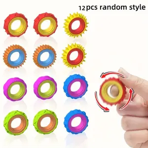 12-Piece Rotating Sensory Rings, Stress Relief Toy Set, Portable Finger Spinner Kit, Soft Comfortable, for Autism, Adhd Kids & Adults, Sensory Tool