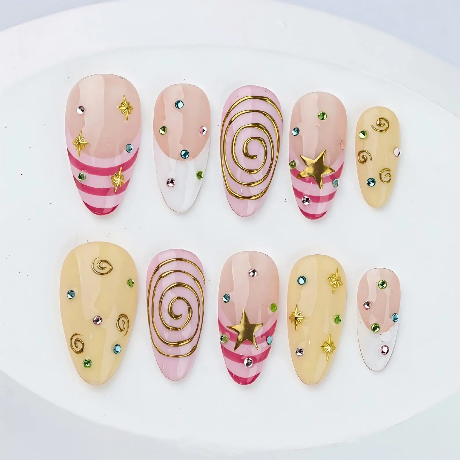 Handmade Gel Press On Nails, Custom Reusable Fake Nails, Salon Quality Glossy Glue On Nails