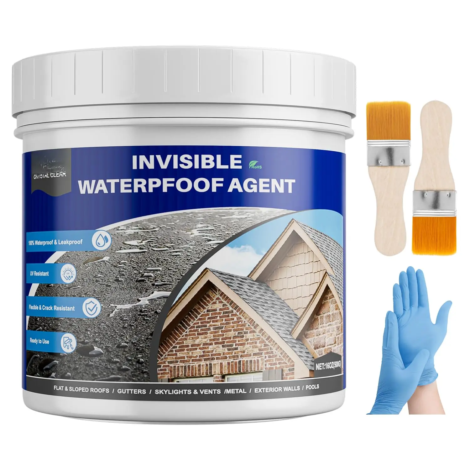 Transparent  Sealant,500G Clear Liquid Invisible Polyurethane  Coating for Roofs Walls,Garden,Bathroom,Kitchen Indoor & Outdoor Water Proof Sealant