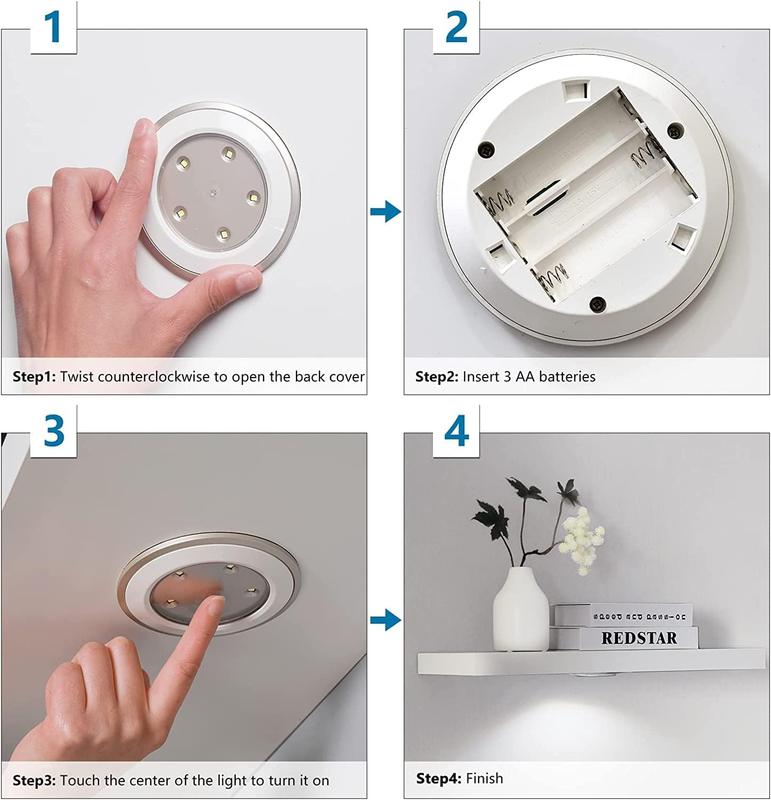 WELLAND White Floating Shelf with Touch-Sensing Battery Powered LED Light,Wall Mounted Display Shelves for Entrance, Living Room, Bedroom, Kitchen and Bathroom (48-INCH, White)