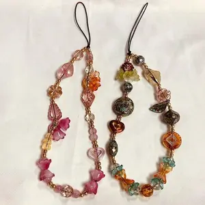 Original Design Chinese Retro Style Beaded Phone Charm Strap Bracelet Wrist Short Lanyard Camera Keychain Bag Pendant
