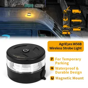 AgriEyes W56B Wireless Beacon Light USB-C LED Rechargeable Strobe Light with Magnetic Base IP67 Waterproof 32 LEDs 12-Hour Continuous Use Emergency High Lumens