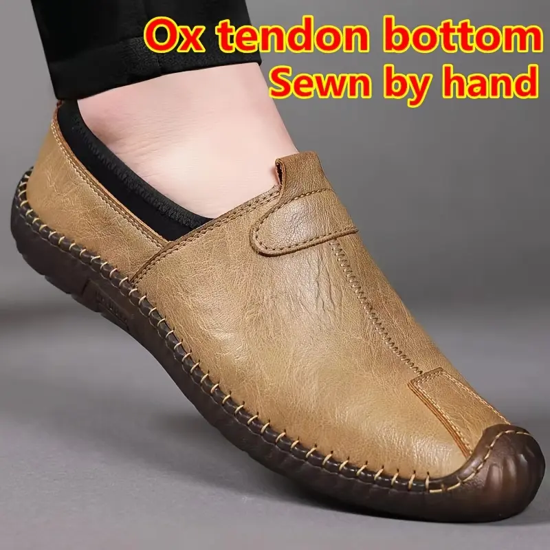 Men's Classic Slip-On Loafers, All-Season Microfiber Leather Driving Shoes with a Round Toe and Comfortable Non-Slip Sole