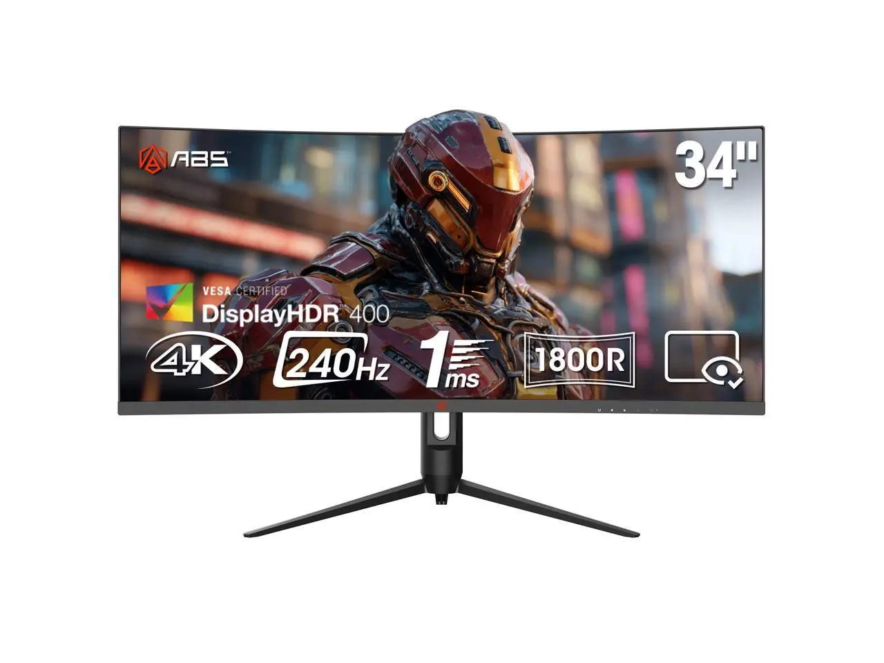 ABS 34 inch Ultrawide UWQHD 2K 1440P (Quasi 4K)  240Hz with AMD FreeSync 1ms HDR400 1500R Curved Gaming Computer Monitor with Height Adjustable stand GQ341NE
