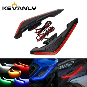 2Pcs Motorcycle Motorbike Side Wing LED Light Kit AerodynamicWing Lights 12V Universal Spoiler Lamps ModificationDecor Sticker
