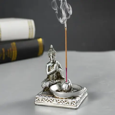 Buddha Statue Decorative Incense Burner, Vintage Incense Holder, Bakhoor Burner, Bakhoor Incense Burners, Home Fragrance Decor, Decorative Ornament for Living Room & Bedroom & Office