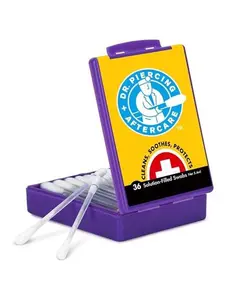 Dr. Piercing Aftercare Swabs – Piercing Bump Saline Solution for Cleansing Earring, Nose, Belly, and Ear Piercings – Gentle Saline Wash for a Refreshing Experience – 36 Easy-to-Use Swabs (1-Pack)