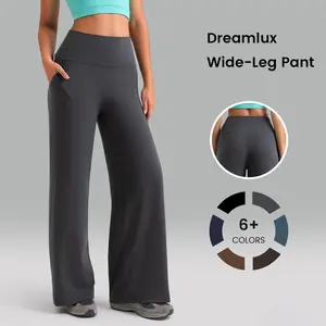 Colorfulkoala Dreamlux Women's High Waist Stretch Wide Leg Yoga Pants for Comfort and Style Casual Lounge Sweatpants