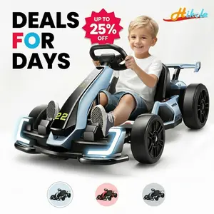 Hikole Go Kart Electric Drift Kart Car, 24V Crazy Go Cart for Kids with Adjustable Seat, 3 Speed Mode, Fast 300W Motor, 8.5 MPH, Ride on Toys for Kids 6-12 Years Old volume control eva wheel,SummerVibes