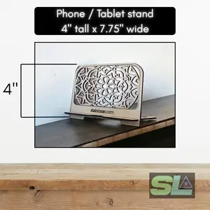 All-Purpose Wooden Device Stand for Phone & Tablet - 4" x 7.75" Customizable Cellphone & Smartphone Mount - Handcrafted for Stability & Elegance