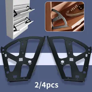 2/4pcs double-layer black flip shoe rack accessories, suitable for shoe rack, rotating bracket hardware accessories