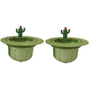 2Pcs Cactus Sink Filters Kitchen Sink Drain Strainers Drain Baskets Leftover Food Collector Filters,Green
