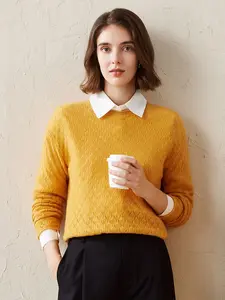 COMOBOCA 100% Cashmere Women's Diamond Pattern Pullover Sweater for Cozy Spring Wear - Soft, Lightweight & Figure-Flattering Design