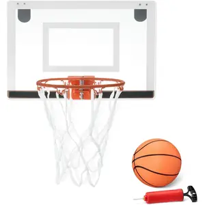 Mini Indoor Basketball Hoop, Over The Door Backboard and Rim, 18" x 12" COMPACT SIZE