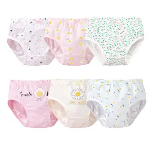 6-Pack Floral Printed Baby Girls Underwear Cotton Soft Kid's Panties Breathable Toddler Girls Undies Assorted Briefs