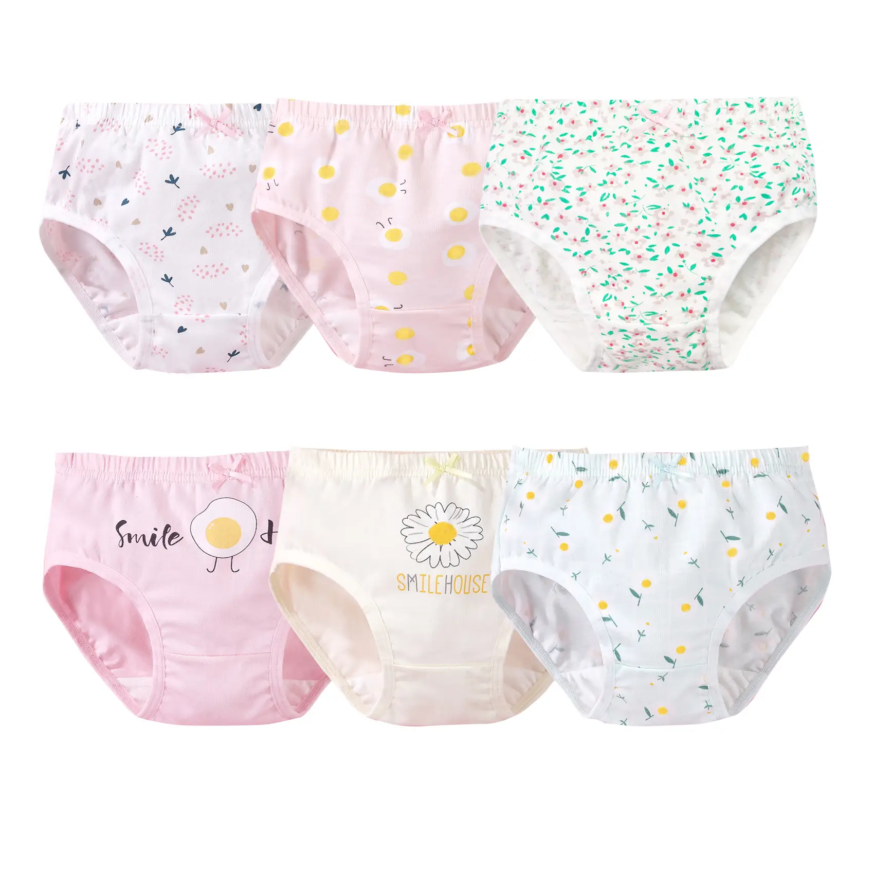 6-Pack Floral Printed Baby Girls Underwear Cotton Soft Kid's Panties Breathable Toddler Girls Undies Assorted Briefs