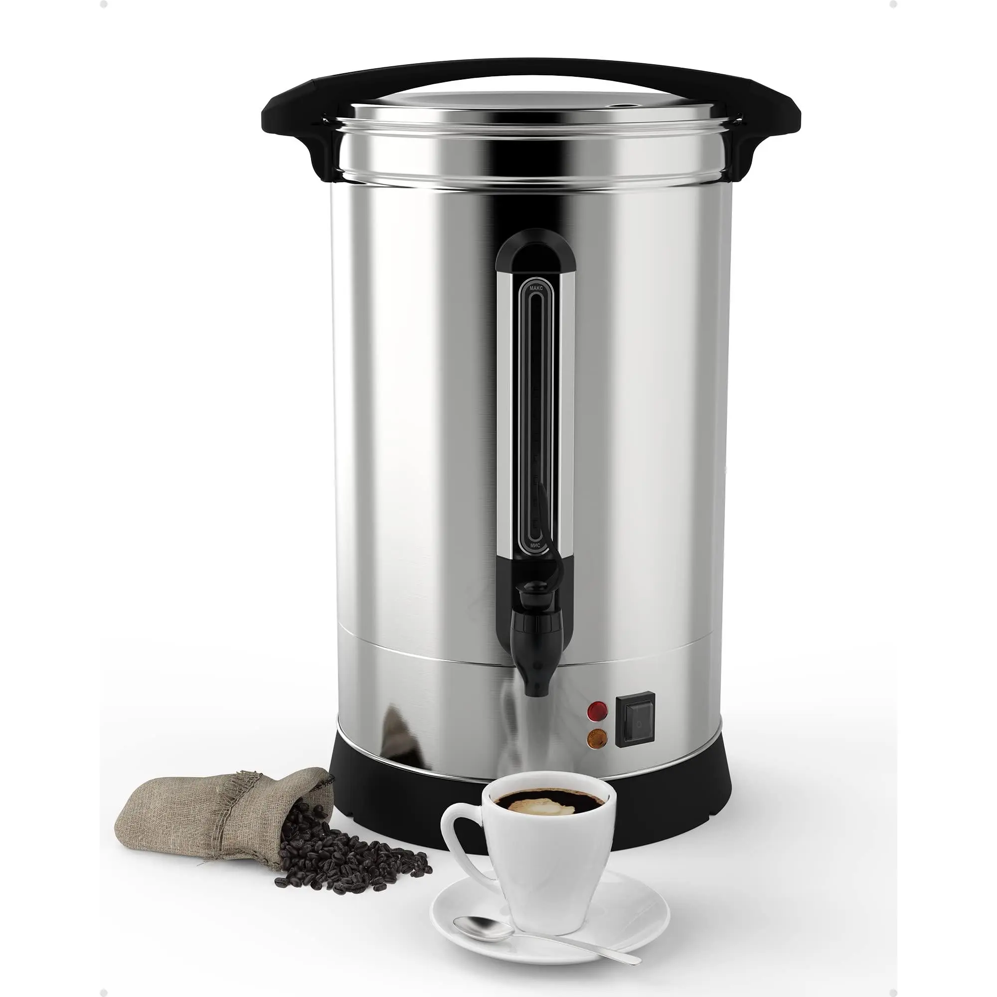 GARVEE 100 Cup Fast Brew Commercial Coffee Urn, Food Grade Stainless Steel Large Capacity Coffee Maker Perfect for Church, Meeting Rooms, Lounges, and Other Large Gatherings-18LL