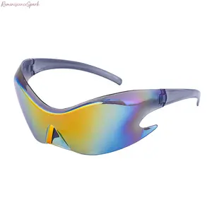 2026 Unisex Y2K Futuristic Wrap-Around Sunglasses, One-Piece Windproof Frame with UV400 Protection, Sporty Techwear Eyewear, Ideal for Outdoor Activities, Streetwear, Festivals and Casual Styling