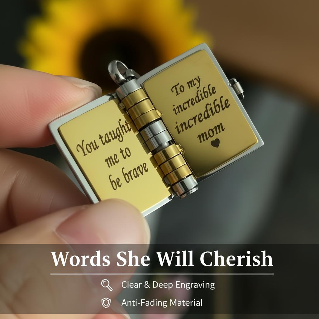 My Little Star Necklace for Mom Heartfelt Gift with Engraved Message Meaningful Jewelry for Mother's Day Birthday or Special Occasions Mini Book Pendant Design