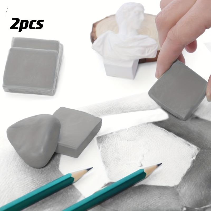 2PcsLarge professional sketch eraser, high viscosity flexible rubber, precise artistic painting and correction, suitable for artists and students， for Painting and Blending, Gray, Ideal for Charcoal and Pencil Creations