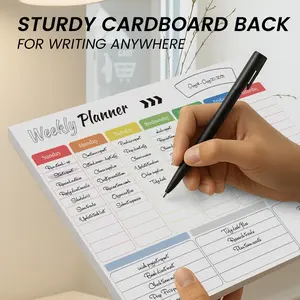 Weekly Planner Notebook 11x8.27 Inches, 52 Tear-Off Pages, Thick Paper, Hard Cover Base, Colorful Weekly Schedule, Office, Study, Home Use