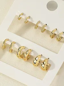 Women's Summer 2024 Elegant Texture Metal Design Hoop Earrings, Trendy Minimalist Hoop Earrings, Gorgeous Jewelry As Gift