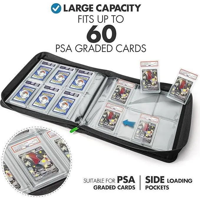 Graded Card Binder, 60 PSA Slab Holder, 6 Pocket Graded Card Storage, Slab Binder, PSA Card Graded Display Case Album, Zipper Binder, Card Collection Binder, Yugioh Cards Binder, MTG Card Binder - TikTok Shop Graded Card Binder, 60 PSA Slab Holder, 6 Pocket Graded Card Storage, Slab Binder, PSA Card Graded Display Case Album, Zipper Binder, Card Collection Binder, Yugioh Cards Binder, MTG Card Binder - TikTok Shop
