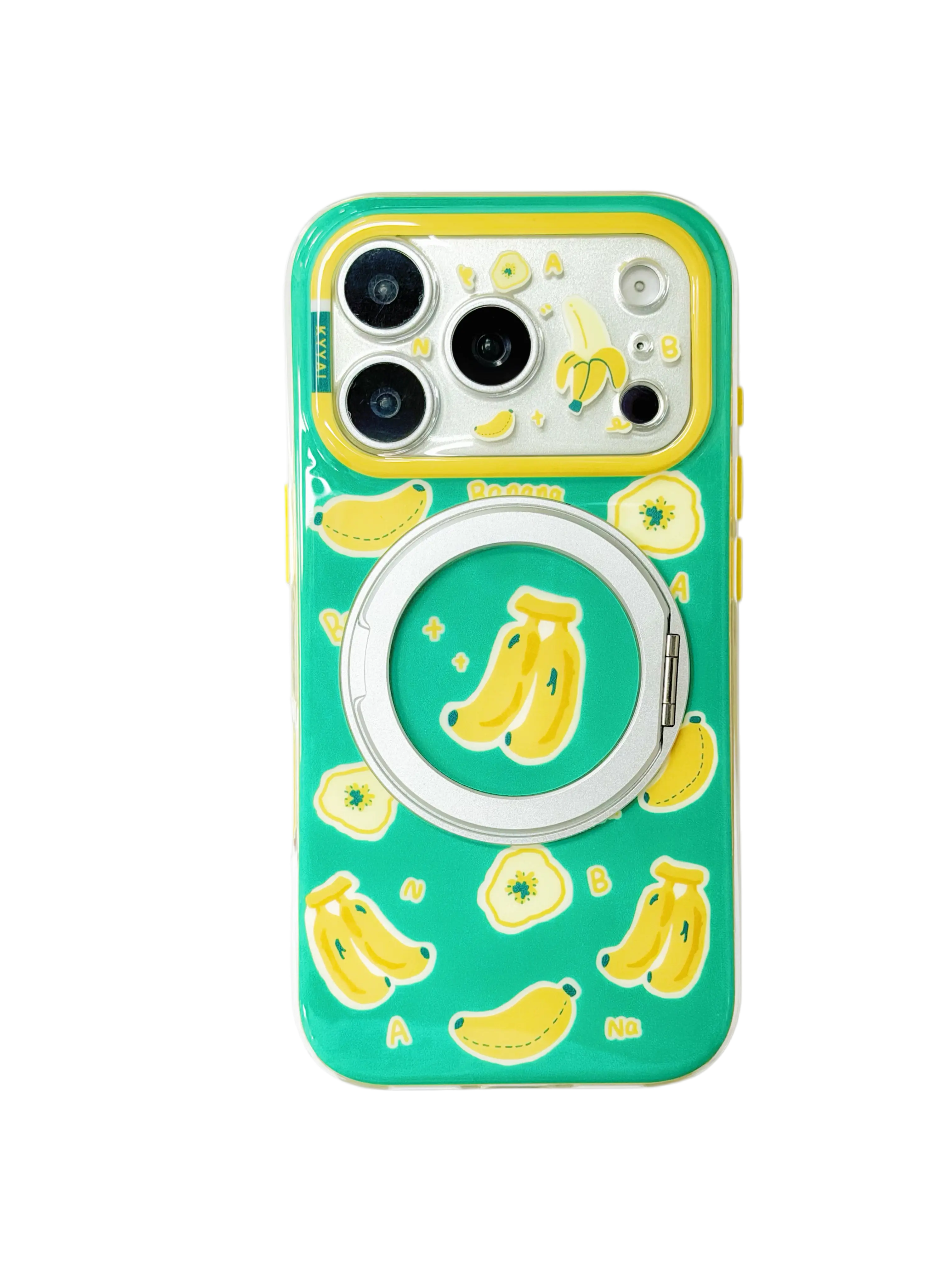 Magnetic Rotating Phone Case with Cute Banana Pattern,Cute Banana Pattern 360° Rotating Magnetic Bracket Phone Case, Shockproof Lens Protective Cover For iPhone Series shiny