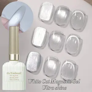OsNailmall 15ML Moonlight White Cat Eye Gel Nail Polish, Long Lasting Shine, Nail Care, Perfect for Manicure Salons, Trendy Nail Art Solution