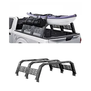 VEVOR Overland Truck Bed Rack, Aftermarket Truck Accessories, 49.2-67.9 in Adjustable Width, Heavy Duty Steel with Sidebar, 900 lbs Static Capacity, for Mid-Size Vehicles (Tacoma/Gladiator JT Compatible)