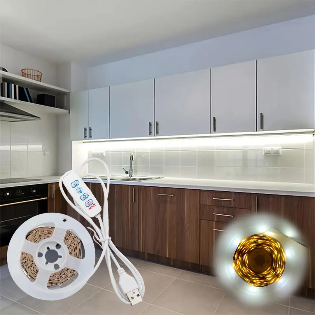USB White LED Strip Light with 3-Key Adjustable Brightness Switch, 1 Count Multi-functional and Cuttable LED Light, Adjustable Leds, Perfect for TV Backlighting, Bedroom, Living Room Decor, Home Decor Light, Ambient Lights