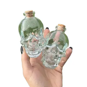 Thick Glass 1 Pack Cork Skull Bottle Good Quality Glass for Beads, Herbs & Craft