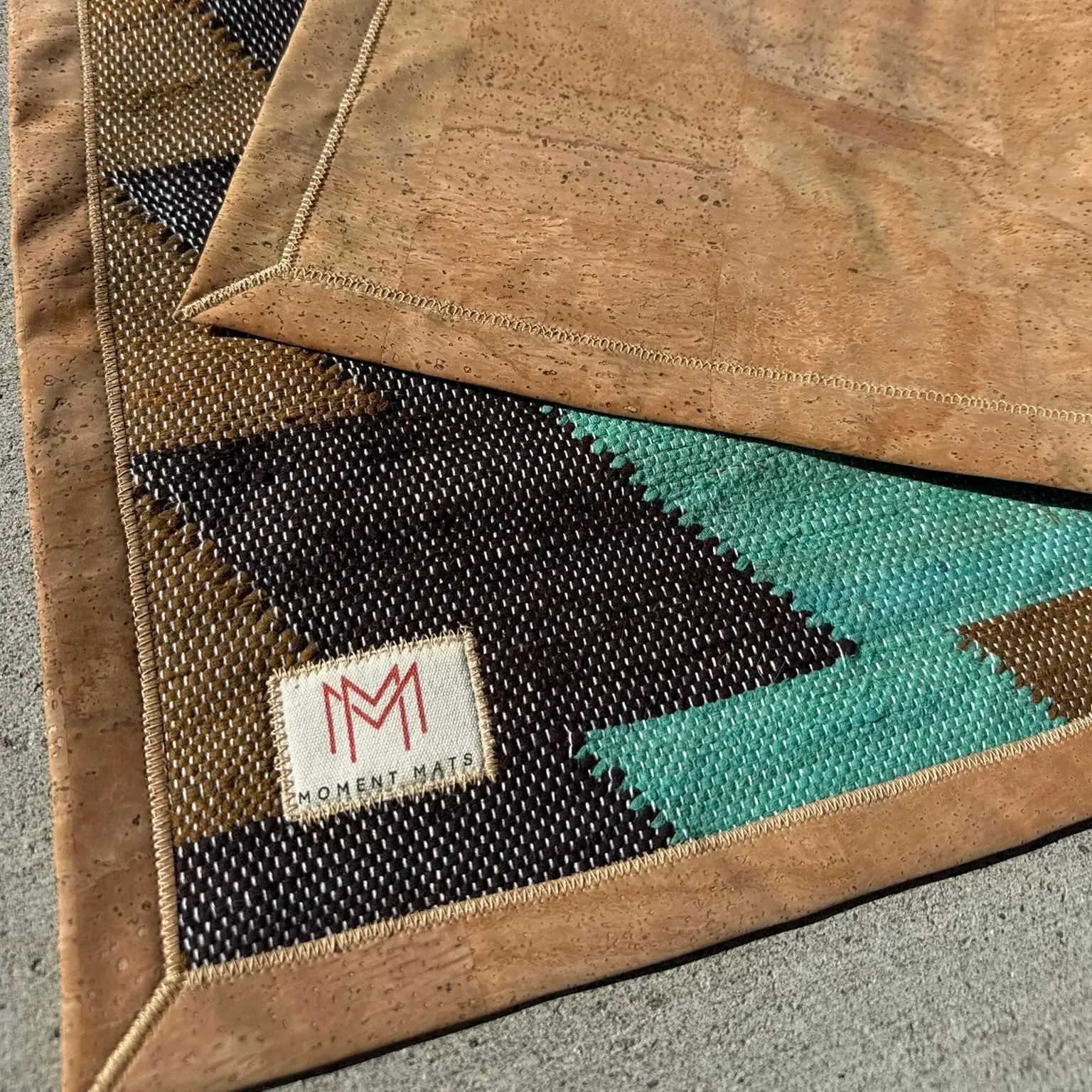 Original Moment Mat – Teal Handwoven Meditation Mat with Cork Base