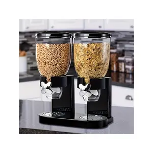Dual-control dry food dispenser, leak-proof design, large capacity for storing grains, oats, rice, and nuts