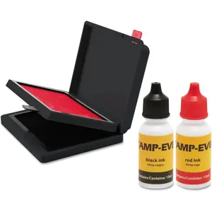 Two-Color  Pad with Ink Refill, 4" x 2.38", Red/Black