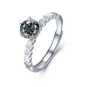[Venus Jewelry] Synthetic Moissanite 2 CCT Round Cut Bee Your Love Design Solid Silver 925 Solitare Ring