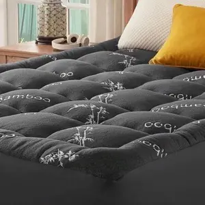Bamboo Viscose Mattress Topper Thick Pillow Top Pad with Stretchable Pockets for 6-18" Mattresses Soft Breathable for Back Pain Relief