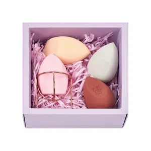 [RUBY VIBE CO] GlowFusion Sponges Set of 4 Soft Crystal-Velvet Beauty Sponges with Holder Eco-Friendly for Foundation, Concealer, Blush, Contour
