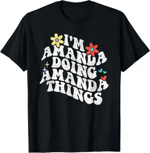 Retro Groovy Im Amanda Doing Amanda Things Funny Mothers Day T-Shirt