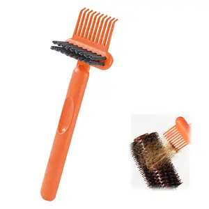 Two-in-one Brush Cleaning Tool, Comb Cleaning Brush, Portable Brush Cleaning Rake, Brush Cleaning Solution, Comb Cleaner Brush Cleaning Tool, Hair Cleaning Tool for Home and Salon Use (orange)