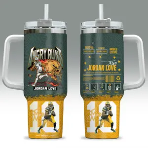 Jordan Love 40oz Tumbler With Handle Stainless Steel Tumbler, The Packers Tumbler, The Love Era Attack, Tumbler Gift, Iced Coffee Tumbler, Car Holder Tumbler