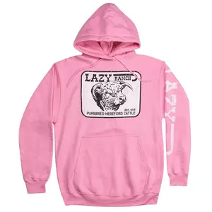 Pink Lazy J Ranch Hoodie – Western Style Pullover for Women, Ranch Rodeo Country Sweatshirt – Willow Cattle Headquarters Western Pullover Sweatshirt for Cowgirls & Ranch Lovers