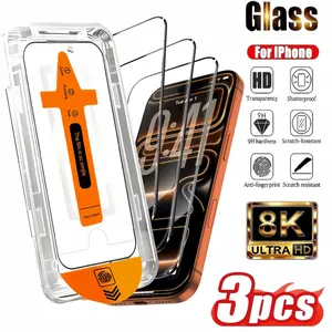 3-Pack HD Full Coverage Tempered Glass Screen Protector, Compatible with iPhone 17/16 Series, Anti-Fingerprint, One-Click Application
